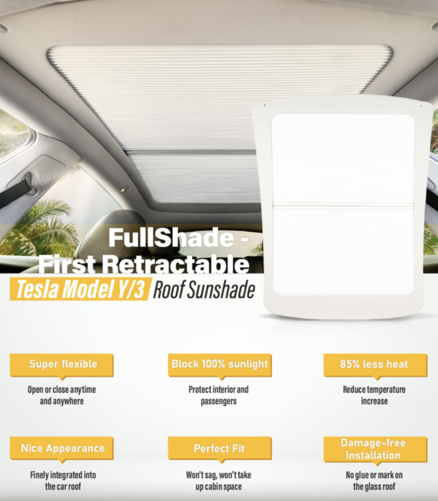 Tesla model y sunshade retractable